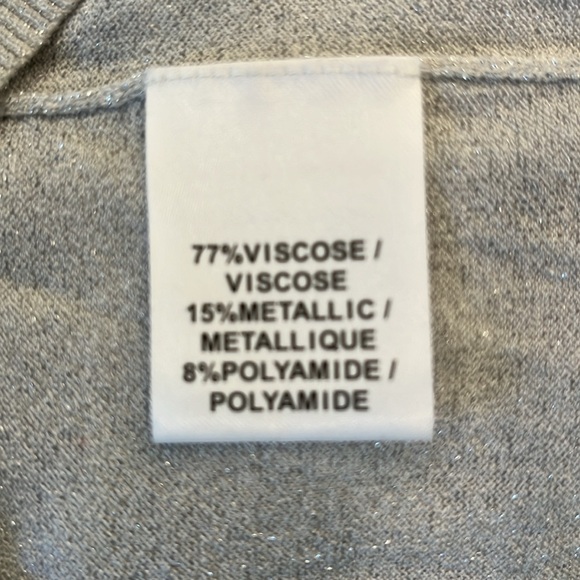 EUC judith & charles metallic silver v neck drop shoulder sweater - Picture 7 of 8